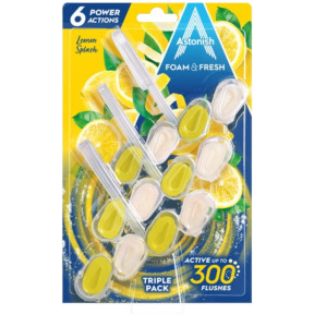 Очищающий блок для унитаза Astonish Foam & Fresh Lemon Splash triple pack